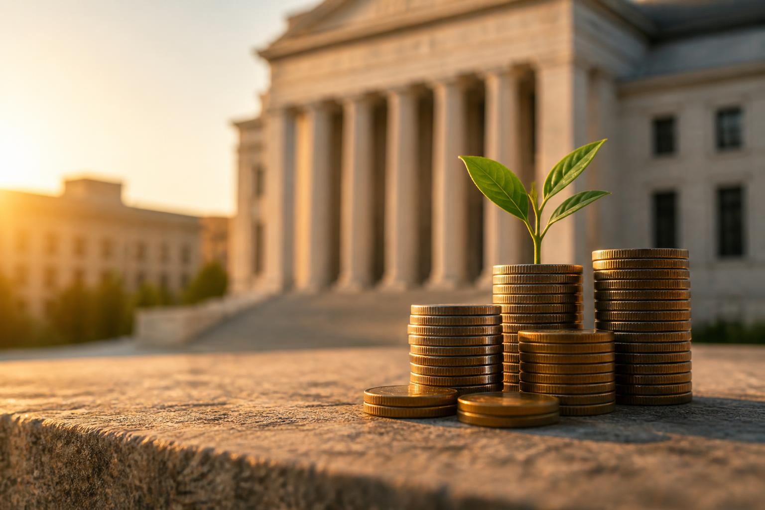 Economii sigure pe termen lung în fața unei clădiri guvernamentale