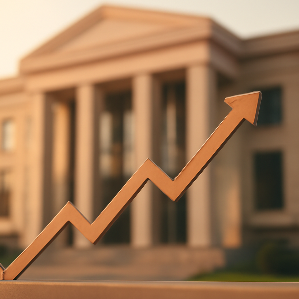 Grafic financiar ascendent, sugerând tendințe economice pozitive.