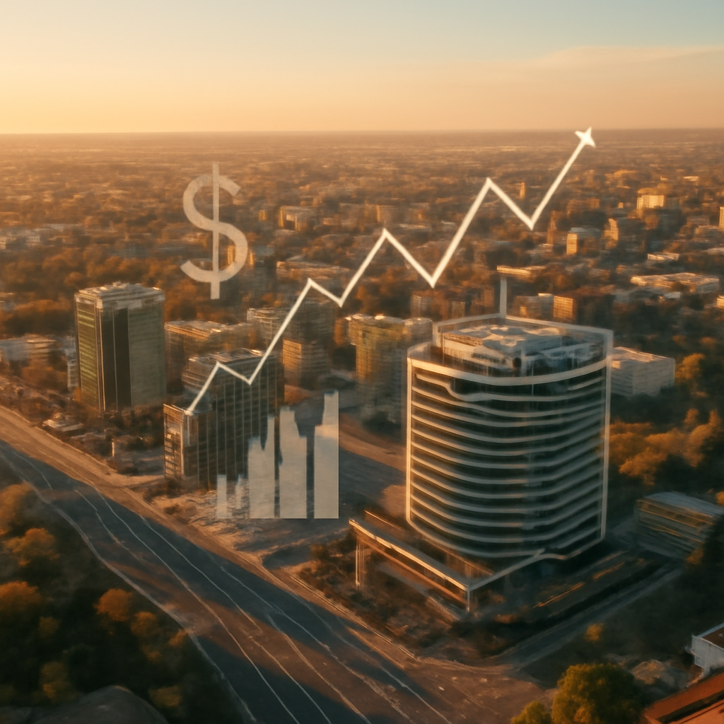 O vedere urbană a Chișinăului, reprezentând centrul economic al Moldovei.